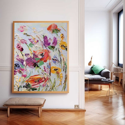 Vibrant Floral Oil Painting for Colorful Home Decor and Art Lovers