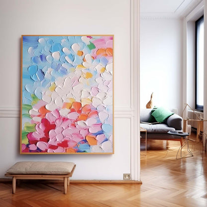 Vibrant Floral Abstract Oil Painting for Modern Home Decor