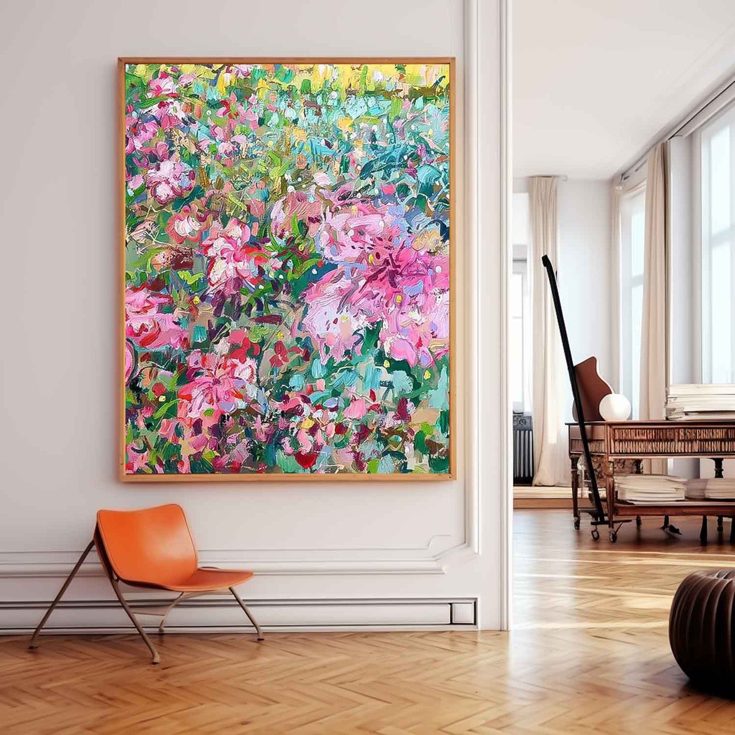 Vibrant Floral Oil Painting for Home Decor and Wall Art Aesthetic