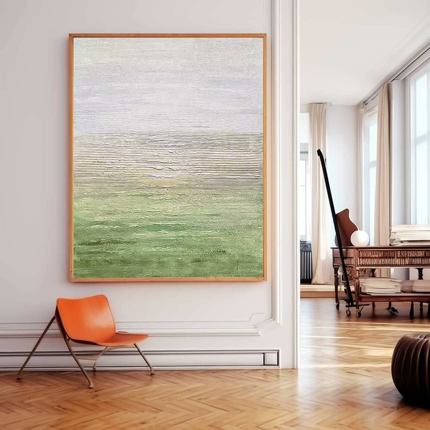 Serene Minimalist Oil Painting for Tranquil Home Decor