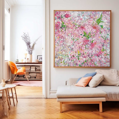 Vibrant Pink Floral Canvas Art for Elegant Home Decor