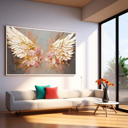Elegant Floral Wings Oil Painting for Home Decor and Wall Art