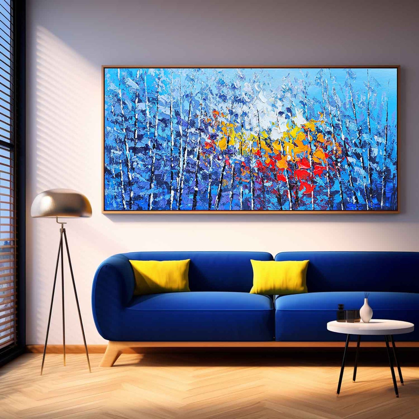 Vibrant Floral Landscape Oil Painting for Home Decor