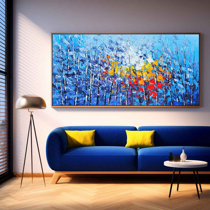 Vibrant Floral Landscape Oil Painting for Home Decor