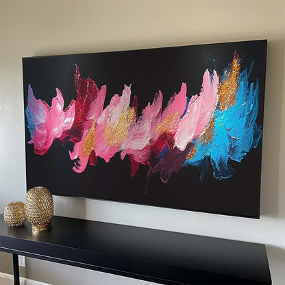 Vibrant Abstract Floral Oil Painting on Canvas for Modern Home Decor
