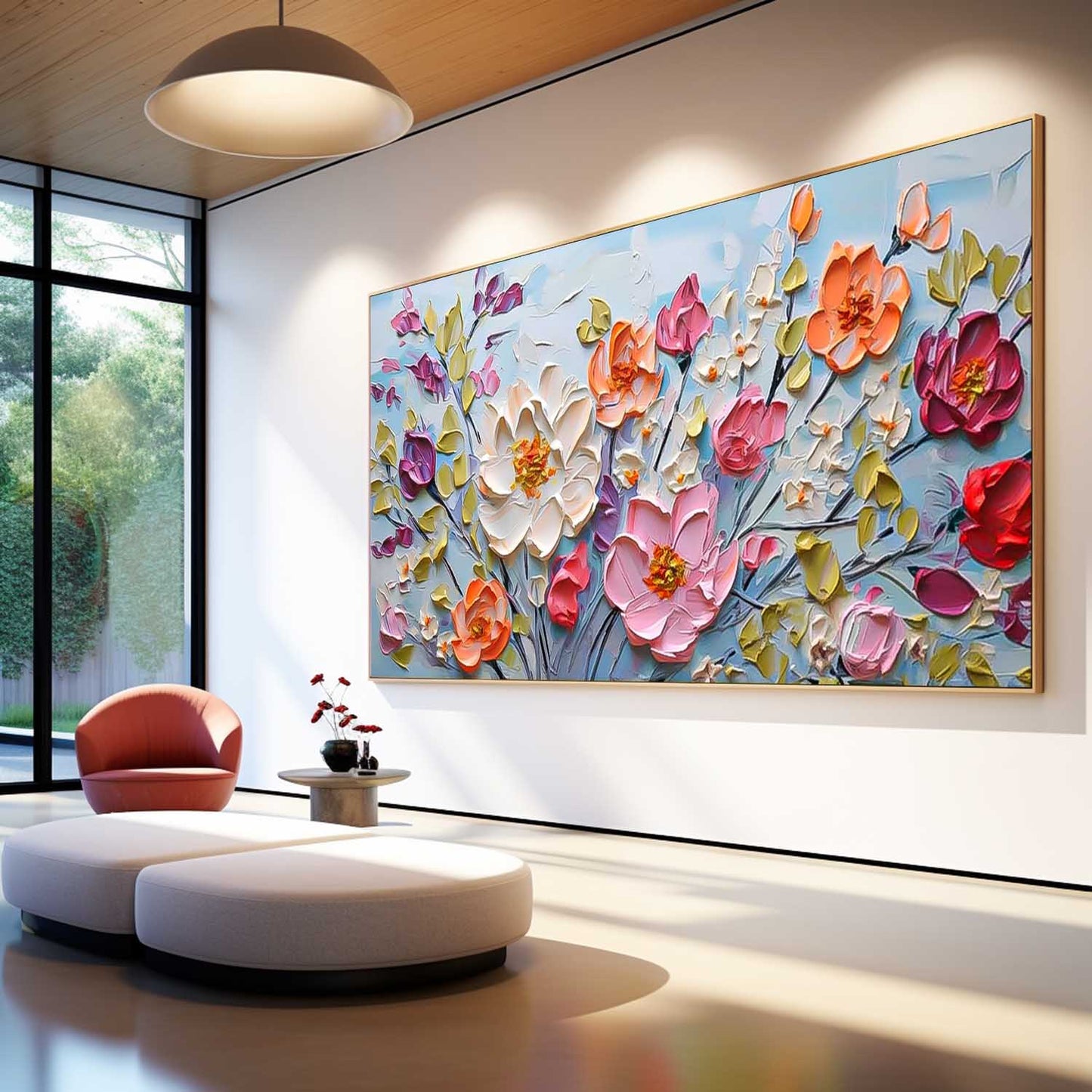 Vibrant Floral Oil Painting - Colorful Modern Canvas Art for Home Decor