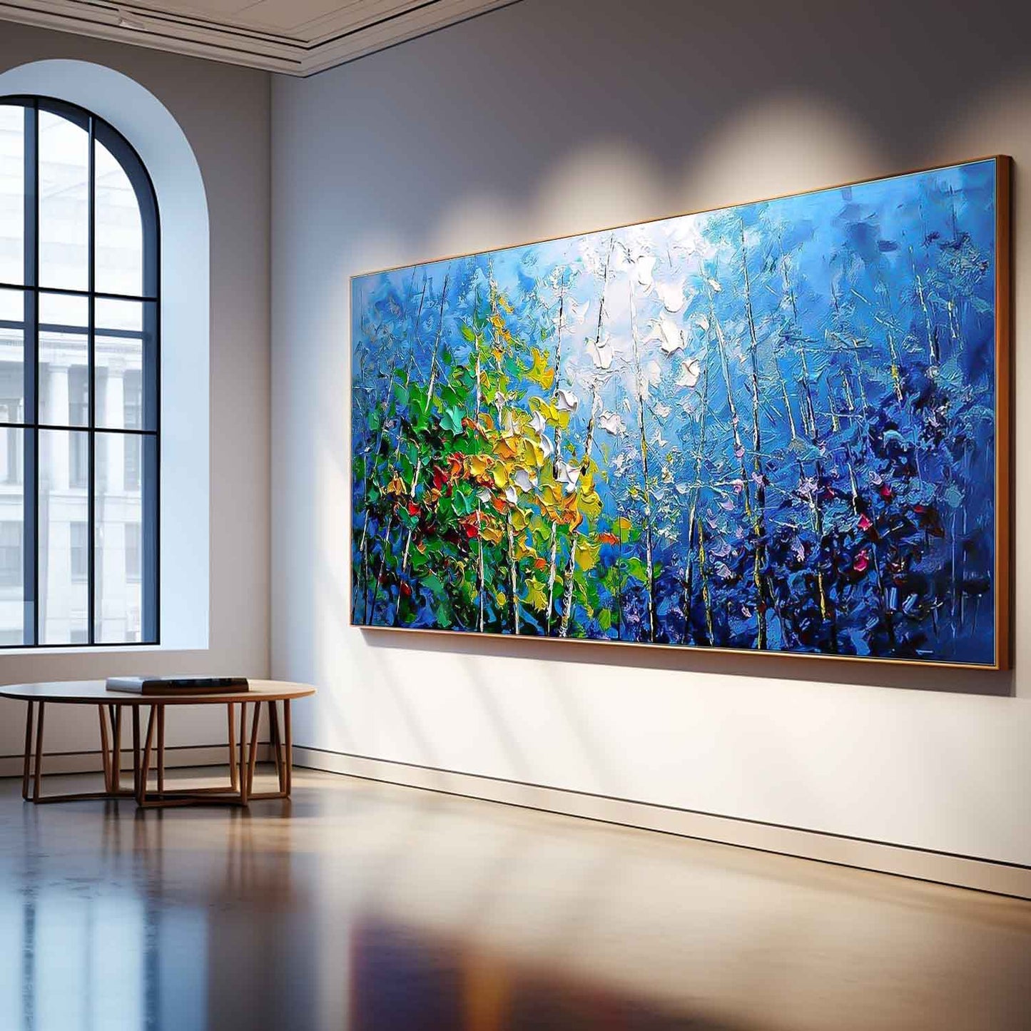 Vibrant Abstract Floral Oil Painting on Canvas for Home Decor