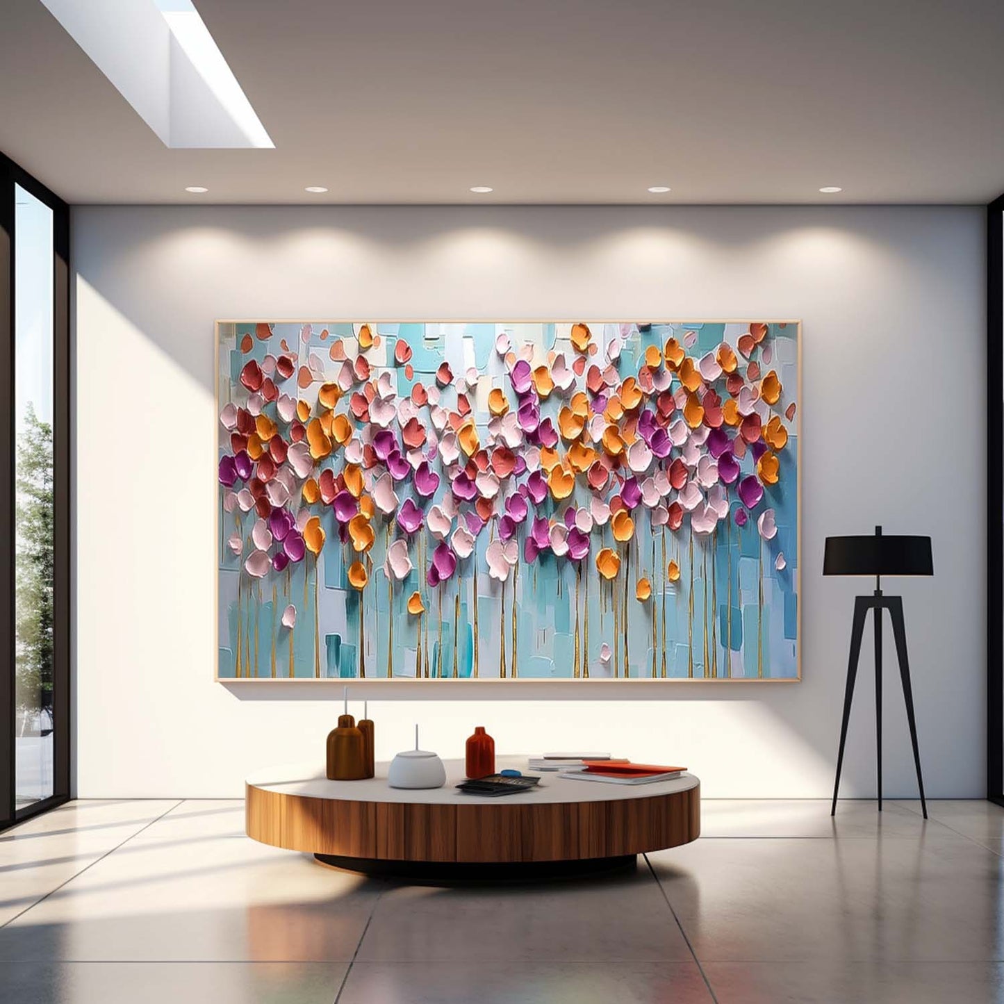 Vibrant Flower Oil Painting for Home Decor | Colorful Floral Canvas Art