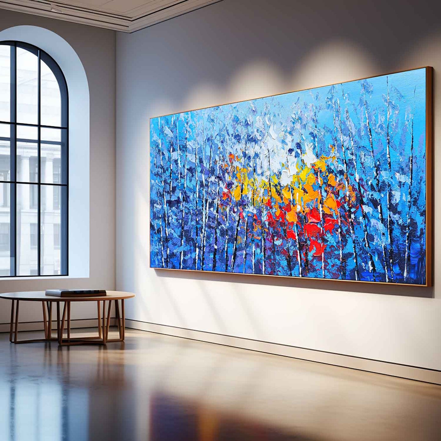 Vibrant Floral Landscape Oil Painting for Home Decor