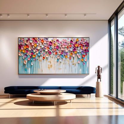 Vibrant Floral Abstract Oil Painting for Modern Home Decor