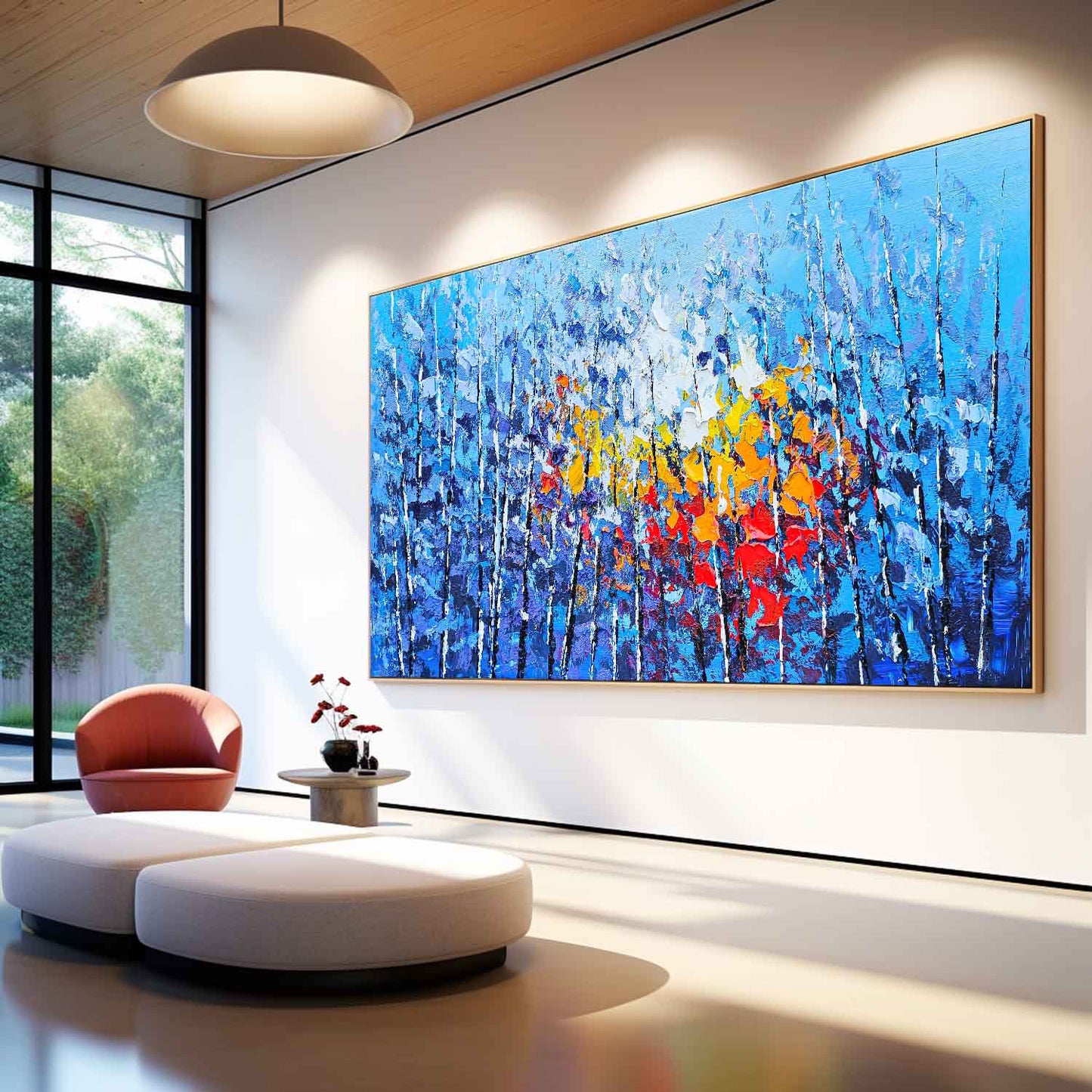 Vibrant Floral Landscape Oil Painting for Home Decor