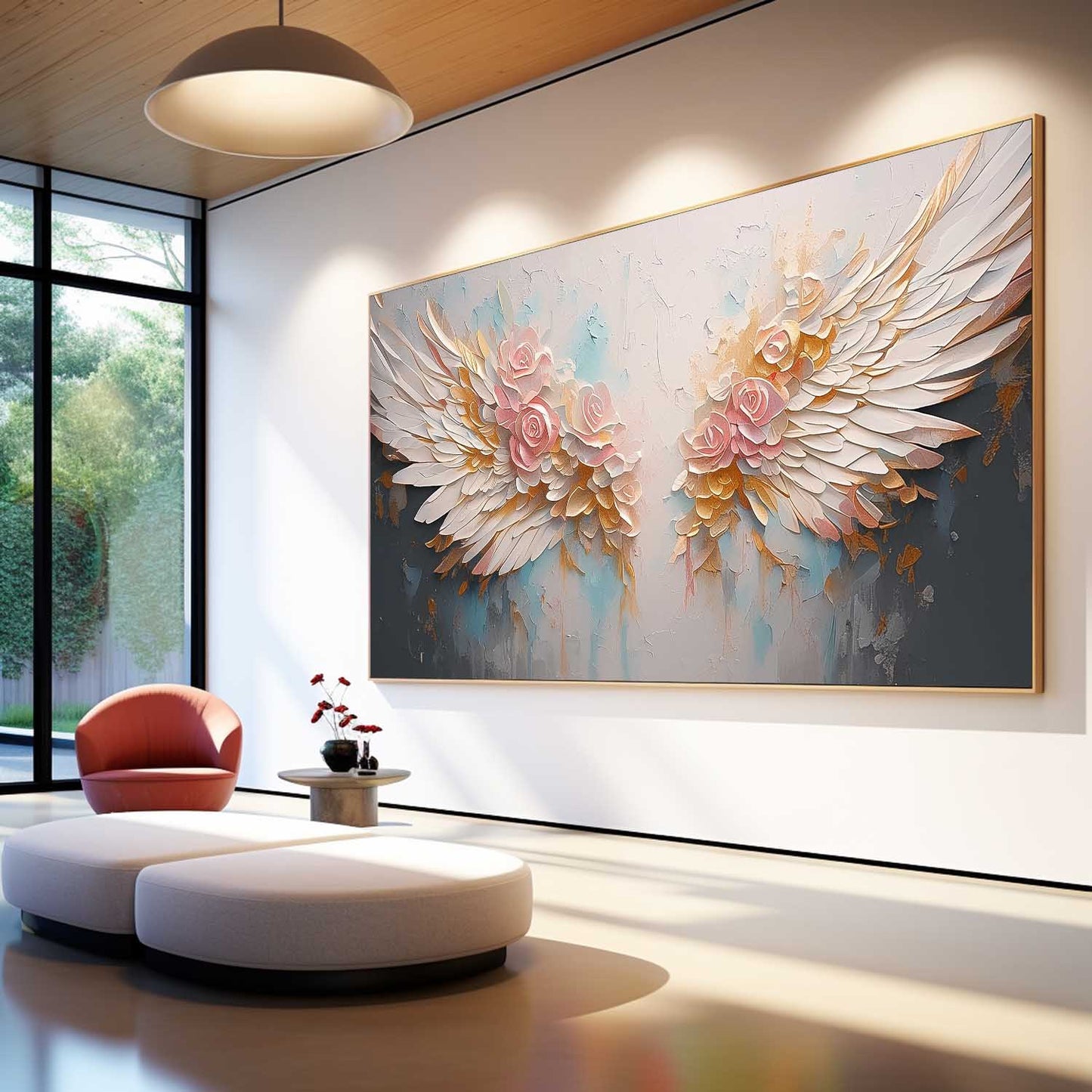Elegant Winged Roses Oil Painting for Floral Home Decor
