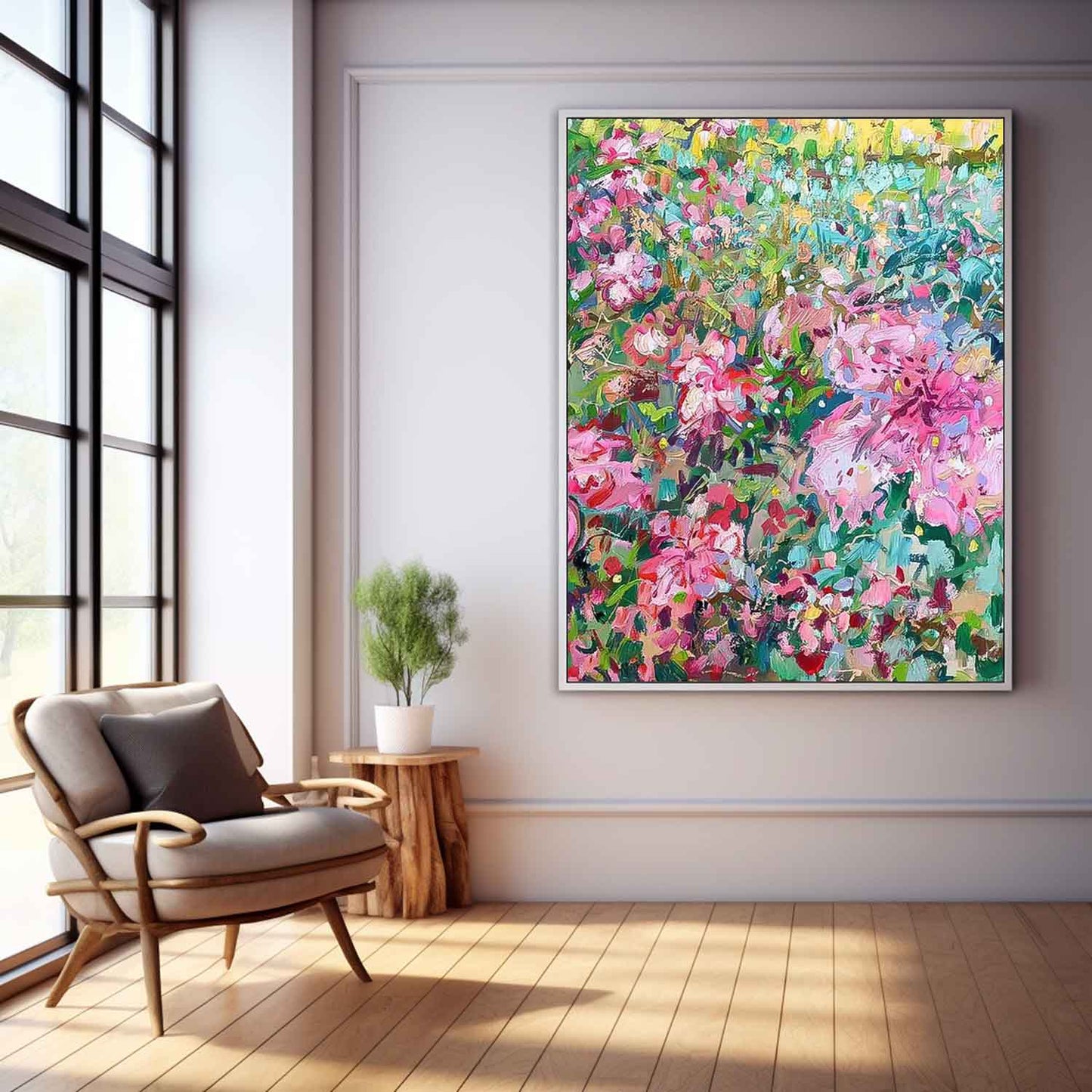 Vibrant Floral Oil Painting for Home Decor and Wall Art Aesthetic