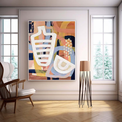 Abstract Geometric Oil Painting for Modern Home Decor and Art Enthusiasts
