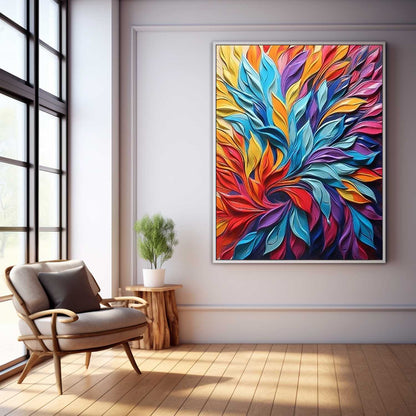 Colorful Abstract Floral Oil Painting for Home Decor and Art Lovers