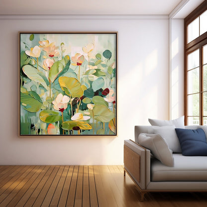 Vibrant Floral Oil Painting on Canvas – Blooming Garden Wall Art Decor