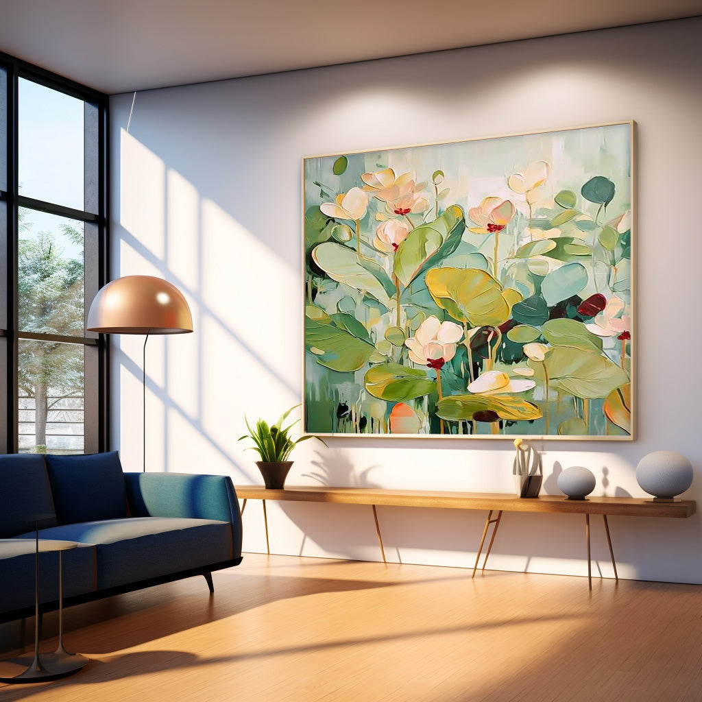 Vibrant Floral Oil Painting on Canvas – Nature-Inspired Wall Art