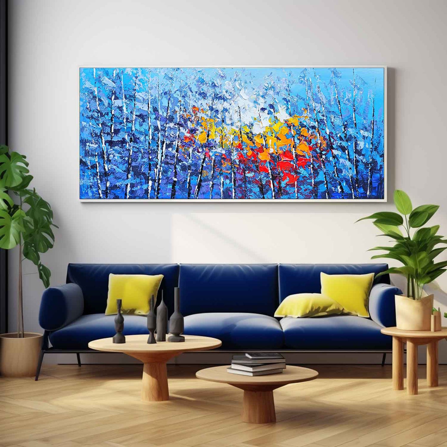 Vibrant Floral Landscape Oil Painting for Home Decor