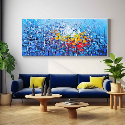 Vibrant Floral Landscape Oil Painting for Home Decor
