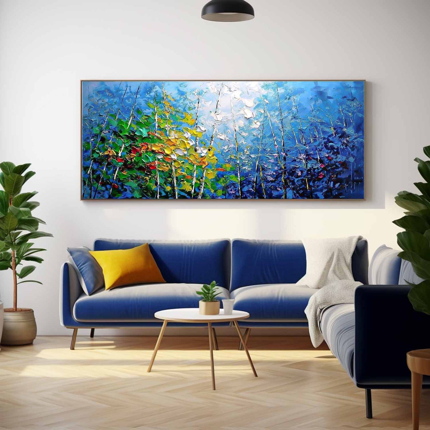 Vibrant Abstract Floral Oil Painting on Canvas for Home Decor