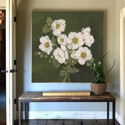 Elegant White Flower Oil Painting for Floral Home Décor