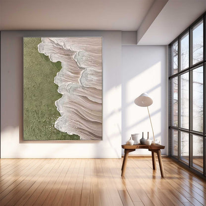 Serene Coastal Waves Oil Painting for Beach Home Decor