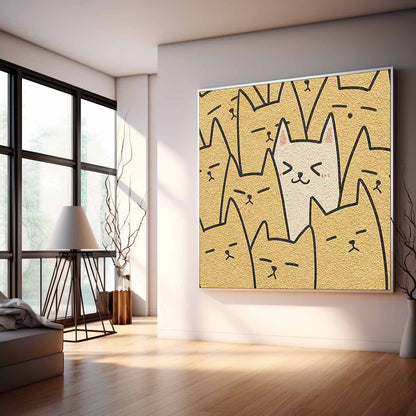 Charming Minimalist Cat Art Print for Modern Home Decor
