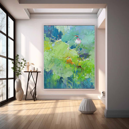 Vibrant Floral Oil Painting on Canvas – Modern Botanical Artwork for Home Decor