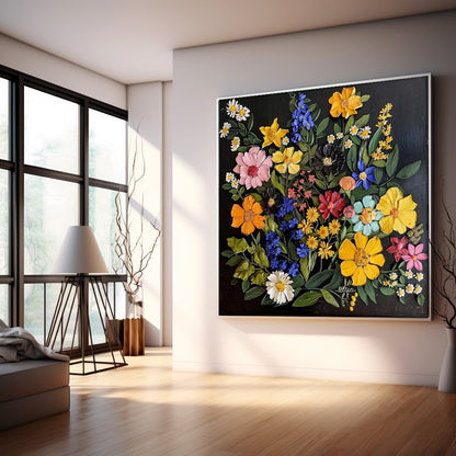 Vibrant Floral Oil Painting for Home Décor and Art Lovers
