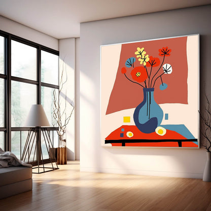 Vibrant Floral Still Life Oil Painting for Colorful Home Decor
