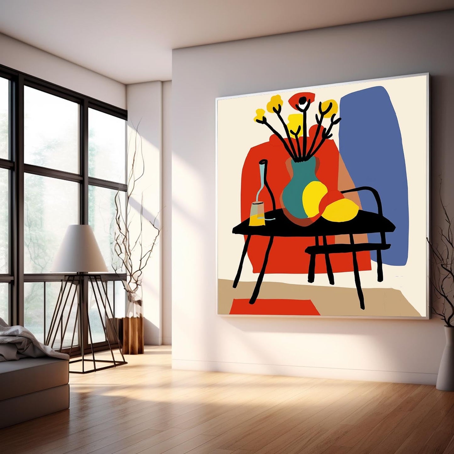 Vibrant Flower Still Life in Colorful Vase – Modern Canvas Painting