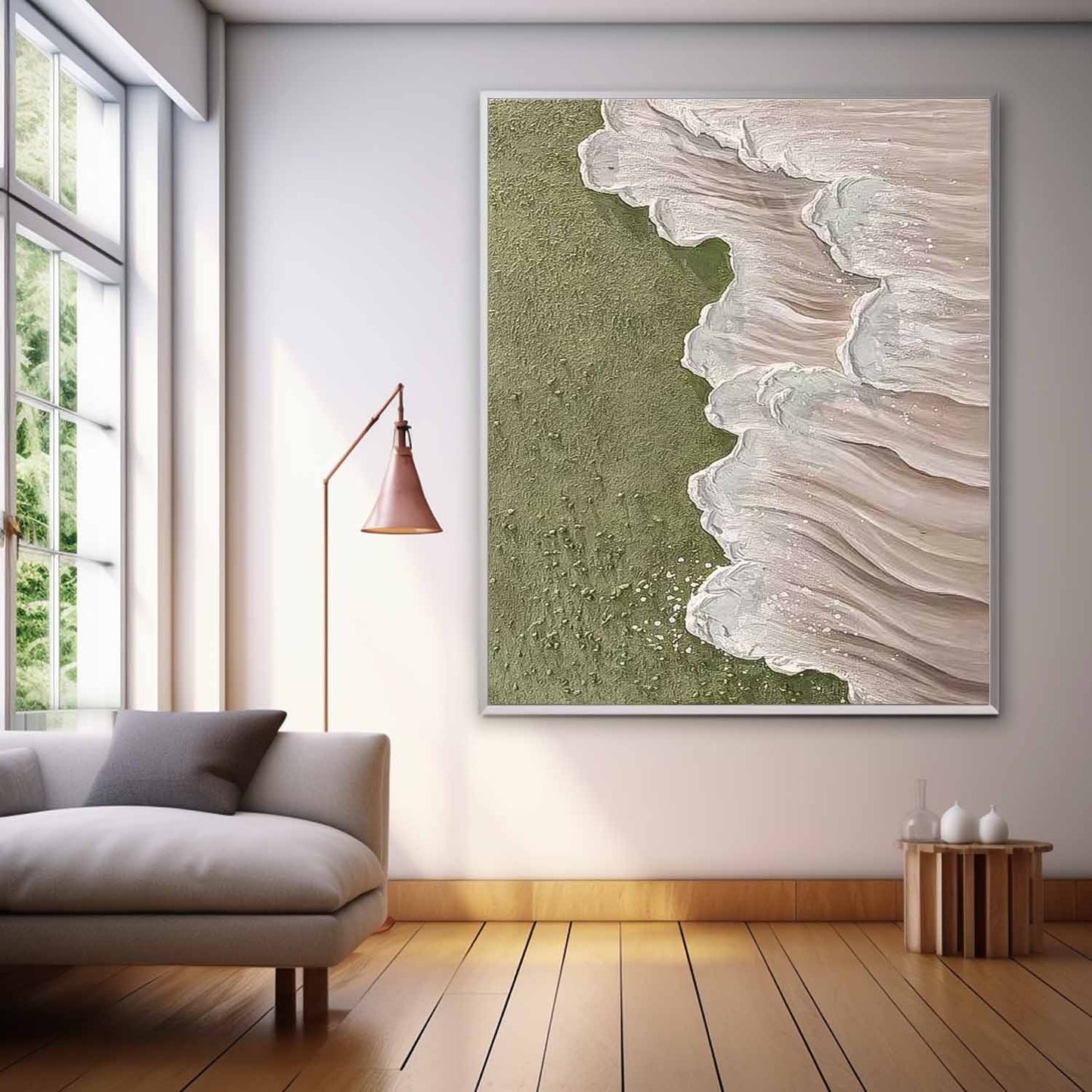 Serene Coastal Waves Oil Painting for Beach Home Decor