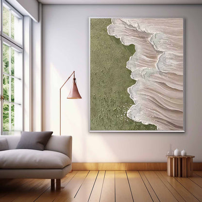 Serene Coastal Waves Oil Painting for Beach Home Decor