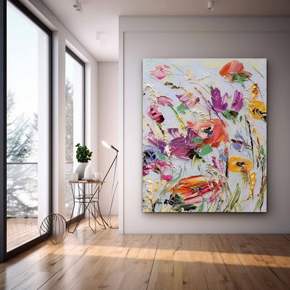 Vibrant Floral Oil Painting for Colorful Home Decor and Art Lovers