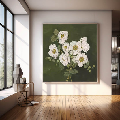 Elegant White Flower Oil Painting for Floral Home Décor