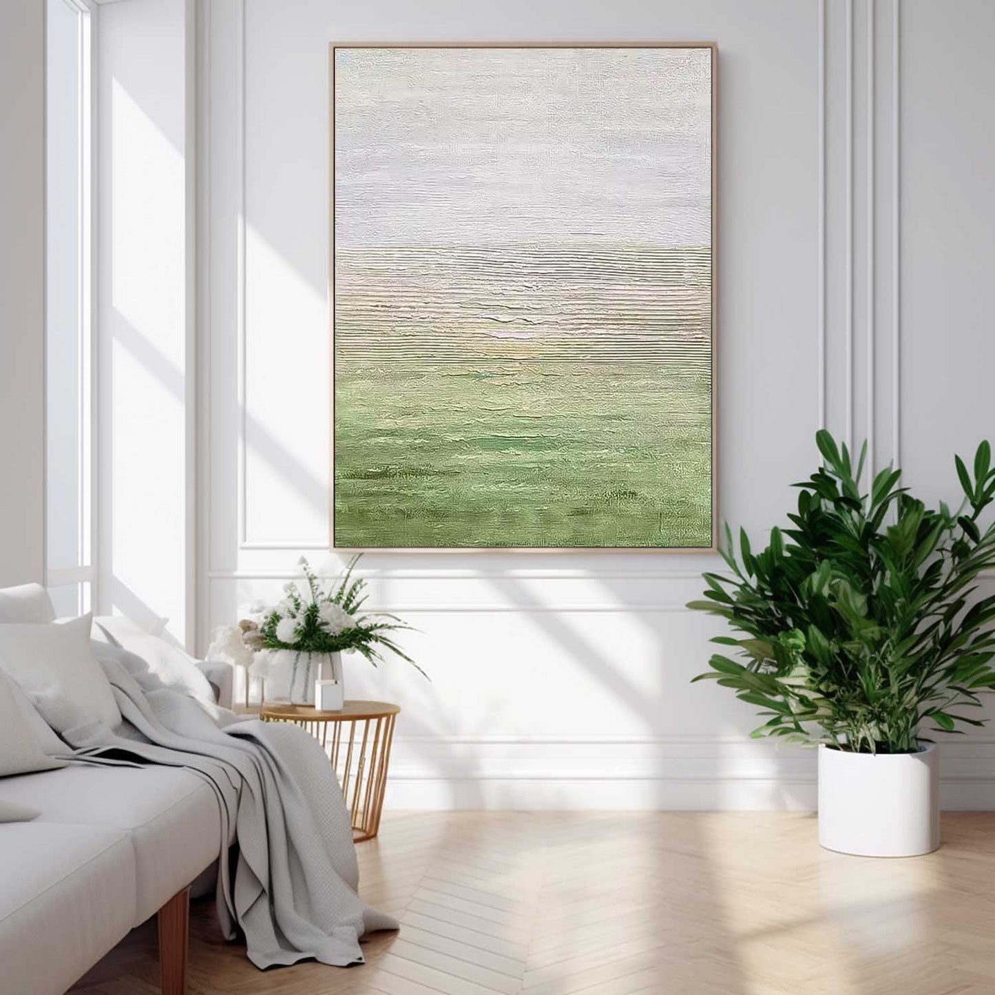 Serene Minimalist Oil Painting for Tranquil Home Decor