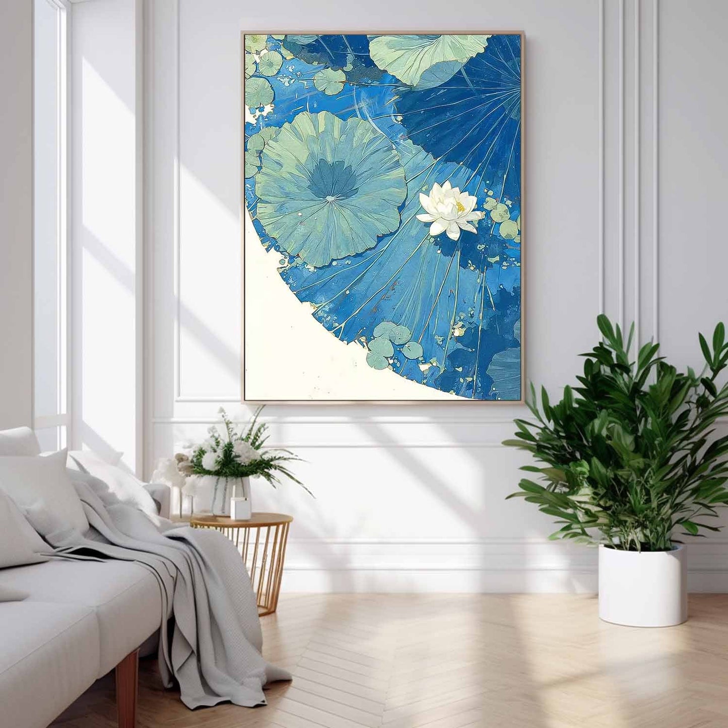 Serene Water Lily Oil Painting on Canvas for Tranquil Home Decor
