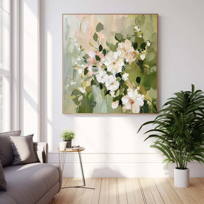 Botanical Bliss: Elegant Floral Oil Painting for Home Décor