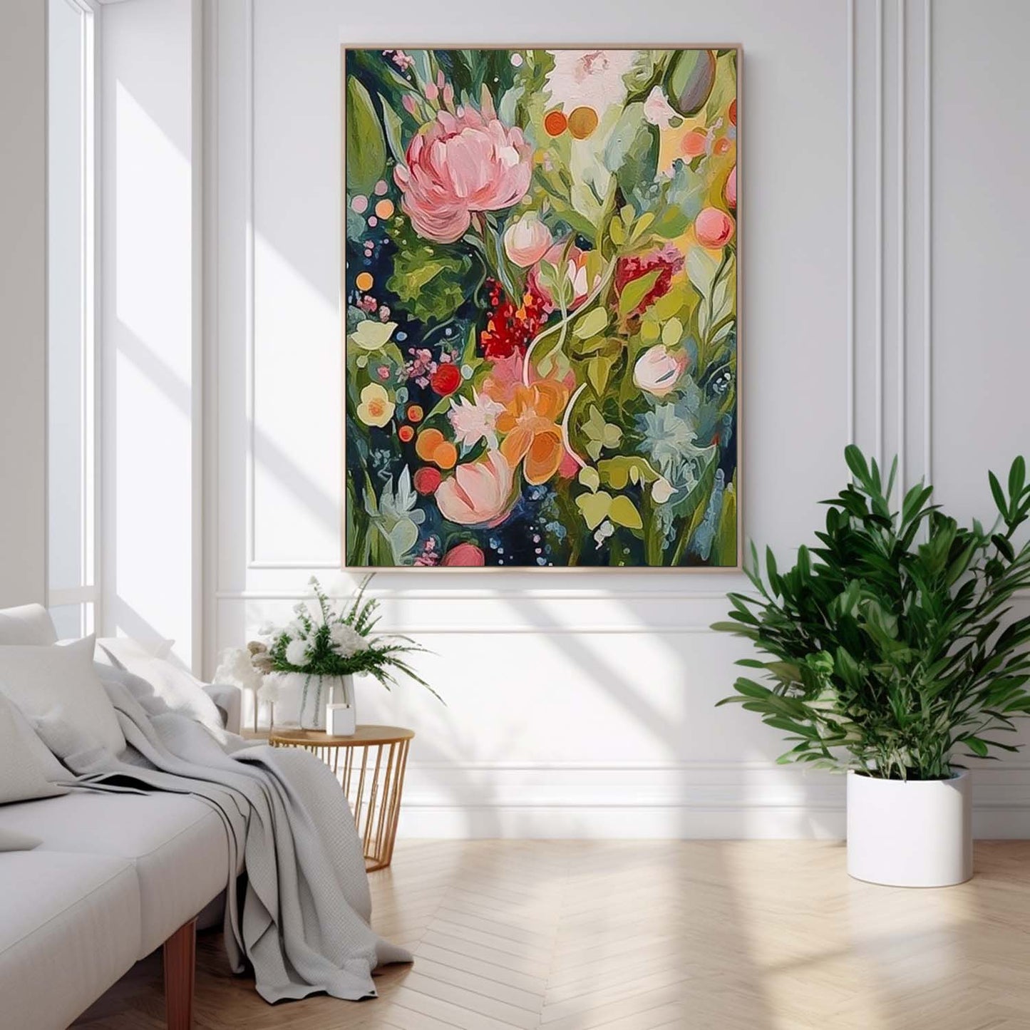 Vibrant Floral Oil Painting for Home Decor and Wall Art