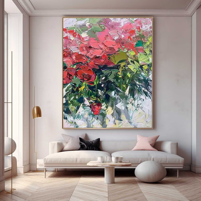 Vibrant Floral Oil Painting for Home Decor - Artistic Flower Canvas Art