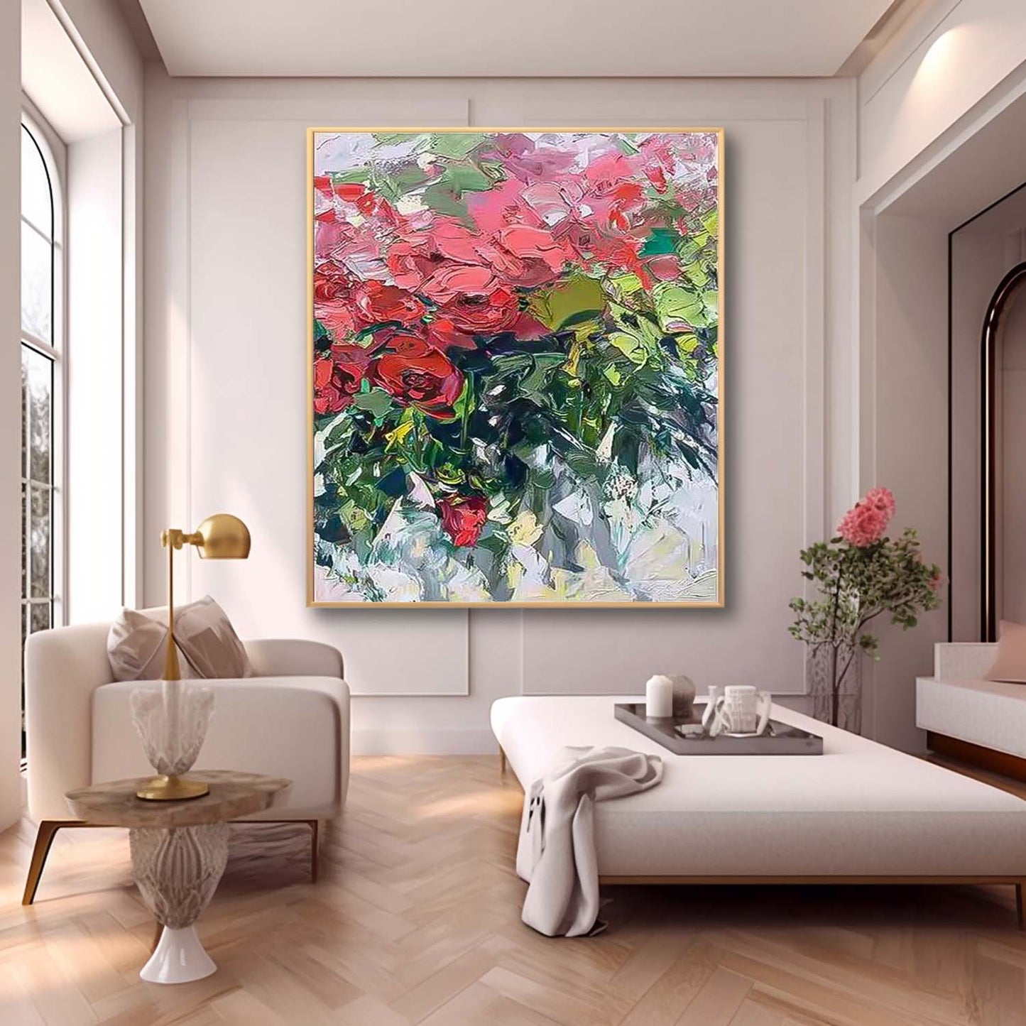 Vibrant Floral Oil Painting for Home Decor - Artistic Flower Canvas Art