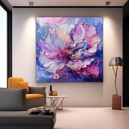Vibrant Floral Oil Painting - Abstract Art for Home Decor and Elegant Gift
