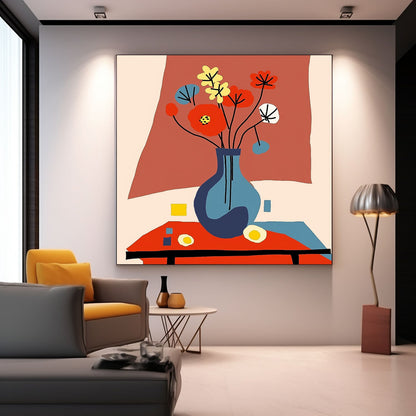 Vibrant Floral Still Life Oil Painting for Colorful Home Decor