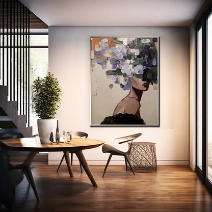Abstract Floral Woman Oil Painting - Modern Art Canvas for Home D√©cor