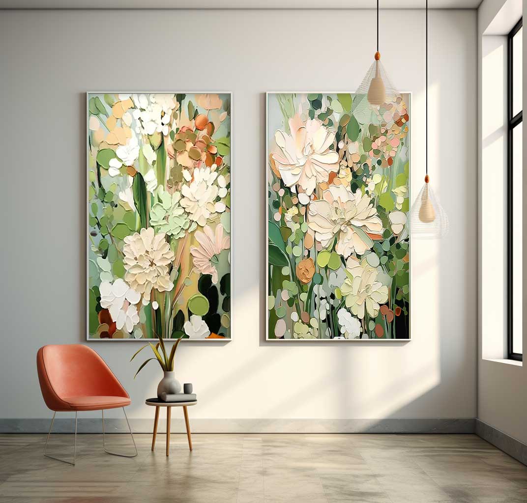 Vibrant Floral Oil Painting Set - Beautiful Canvas Art for Home Decor