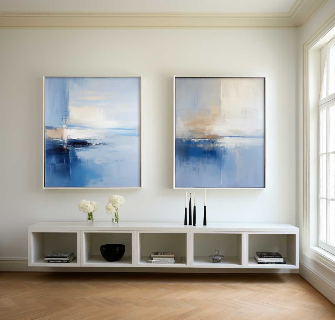 Serene Abstract Ocean Landscape Oil Painting for Modern Home Decor