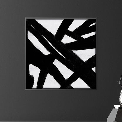 Contemporary Black and White Abstract Oil Painting for Modern Home Decor