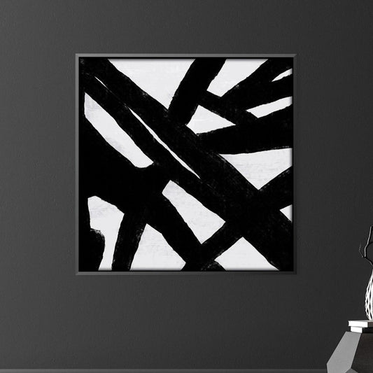 Contemporary Black and White Abstract Oil Painting for Modern Home Decor