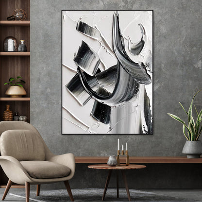 Abstract Black and White Oil Painting for Modern Art Enthusiasts