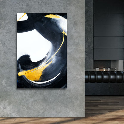 Abstract Black and Gold Oil Painting Set for Modern Home Decor